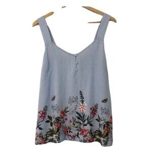 Joules Women's 12 Blue Floral Nature Botanical Butterfly Fairy Core Soft Blouse